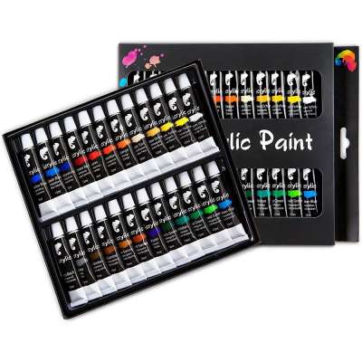 Craft Artist Quality Acrylic Paint Set 24 Colors Rich Pigments for Painting Canvas Fabric